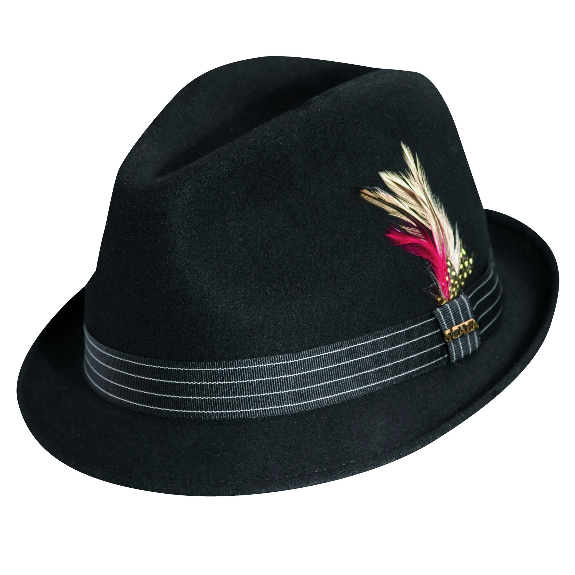 Wool Felt Fedora Hat with Feather Accent - Explorer Hats